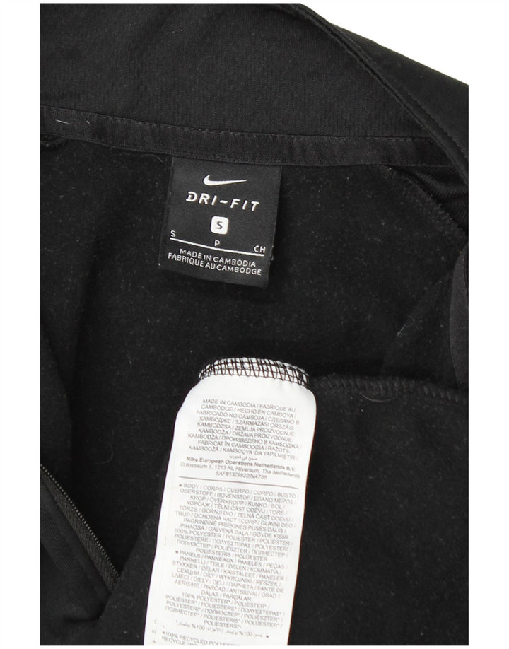 Nike Herre Dri Fit Grafisk Pullover med lynlås-hals Træningsdragt Top Lille Sort
