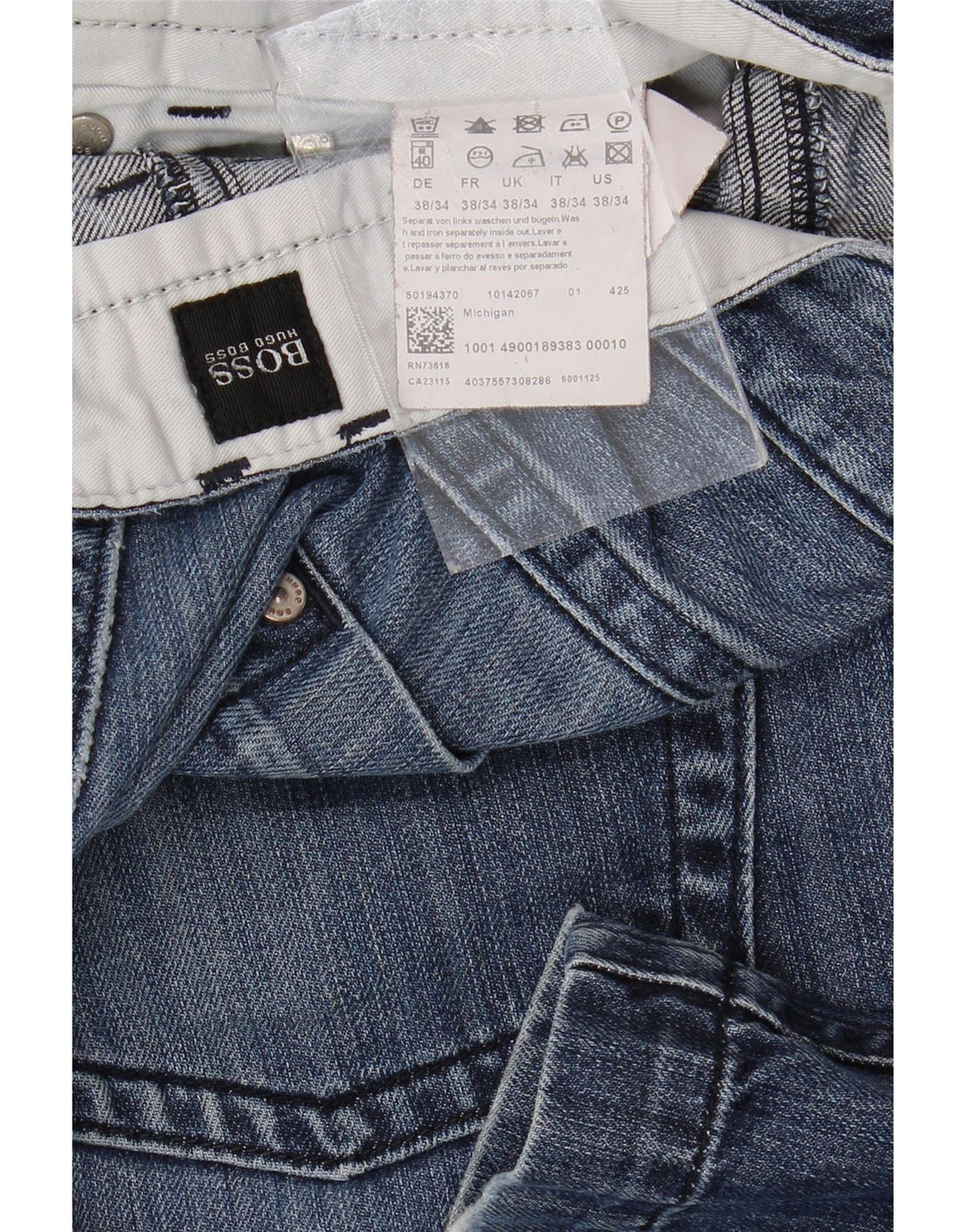 HUGO BOSS Straight jeans til mænd W38 L34 Blå Bomuld