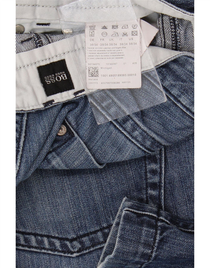 HUGO BOSS Straight jeans til mænd W38 L34 Blå Bomuld