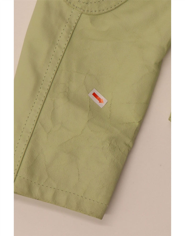 Sasch Womens Crop Læderjakke UK 18 XL Grønt Læder