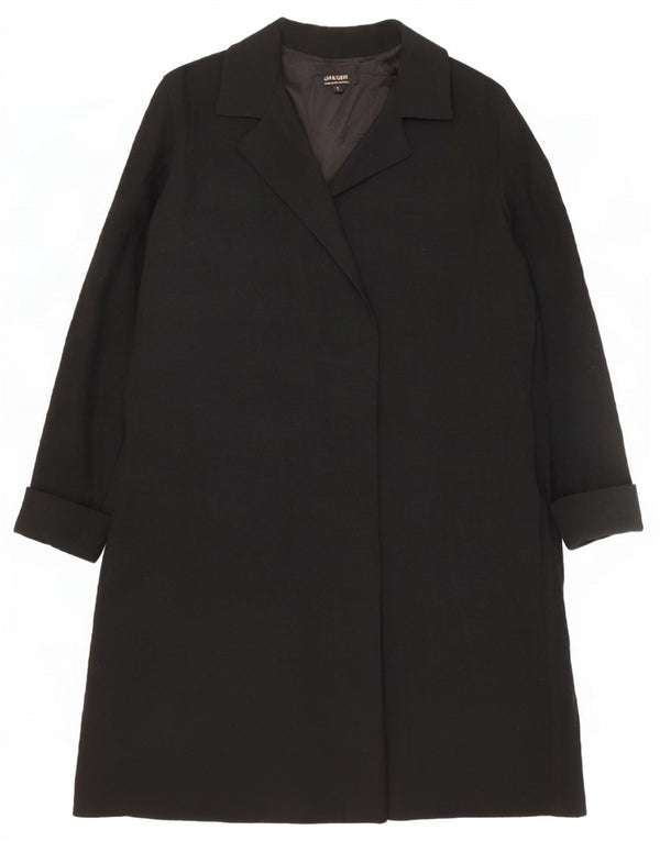 Jaeger Womens Open Overcoat UK 16 Large Black Wool