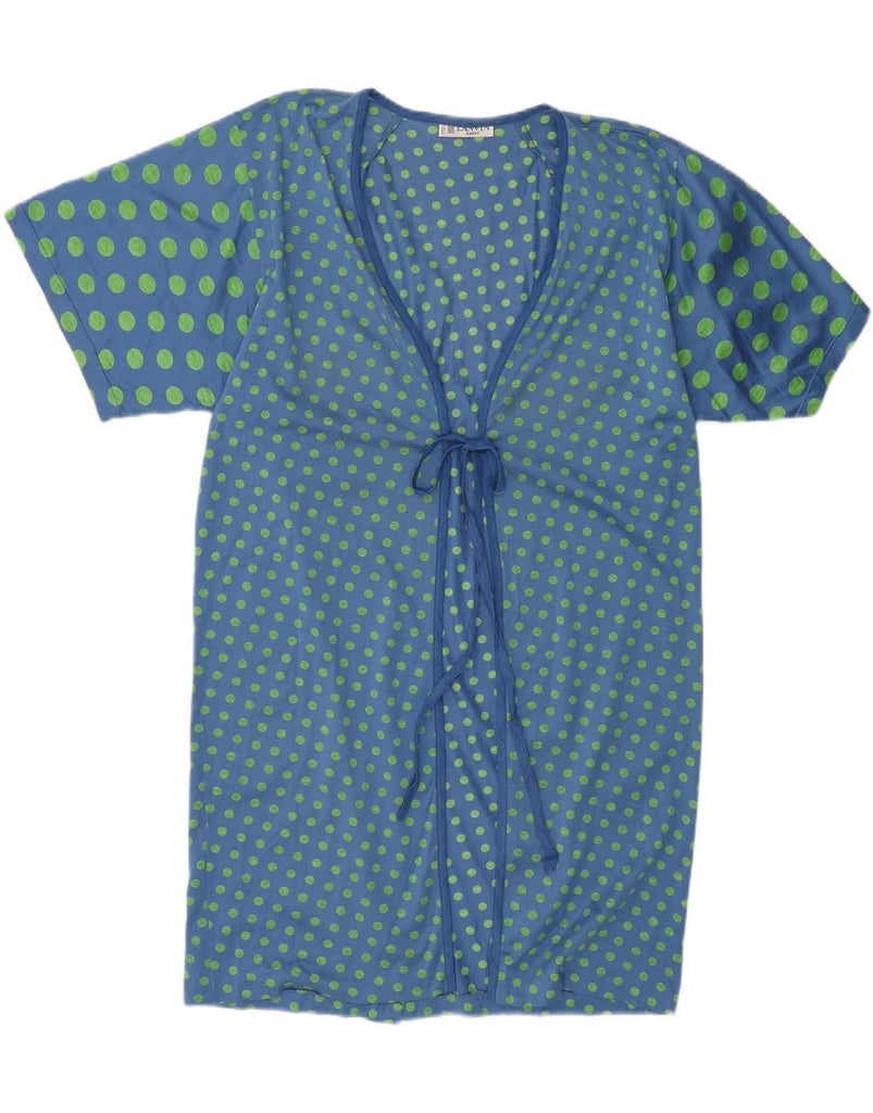 LANVIN Womens Robe Dress UK 16 Large Blue Polka Dot Cotton Vintage Lanvin and Second-Hand Lanvin from Messina Hembry 