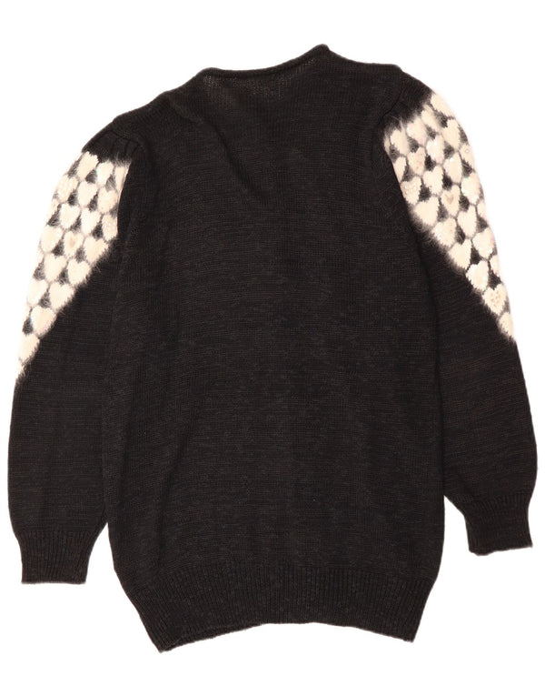Vintage dame cardigan sweater EU 38 Medium Black Polyacrylic Heart