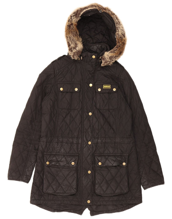 Barbour Dame Quilted Parka Jacket UK 12 Medium Sort