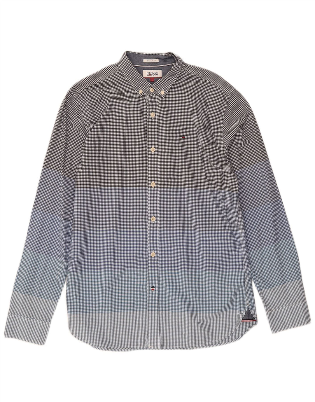 Tommy Hilfiger Herre Regular Fit Skjorte Large Blue Gingham Cotton