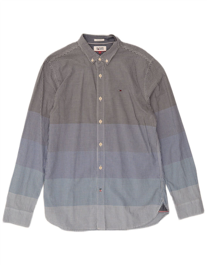 Tommy Hilfiger Herre Regular Fit Skjorte Large Blue Gingham Cotton