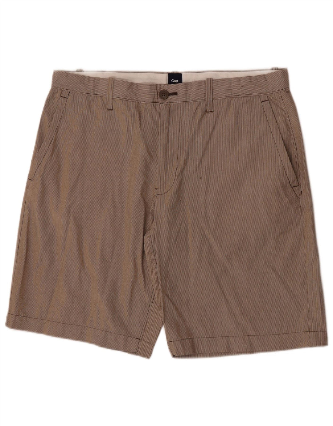 Gap Herre Chino Shorts W34 Stor Beige Nålestribet Bomuld