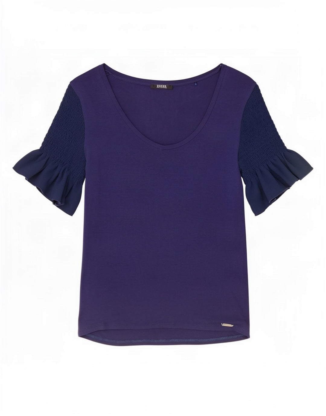 Guess Dame Bluse Top UK 8 Small Navy Blue Colourblock Rayon