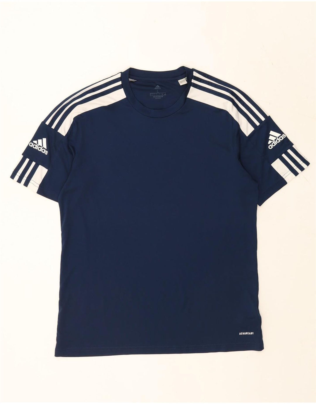 Adidas Aeroready T-Shirt Top Large Navy Blue Colourblock Polyester