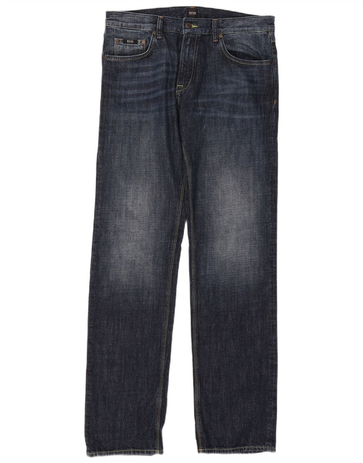 Hugo Boss Straight Jeans til mænd W34 L34 Blå Bomuld