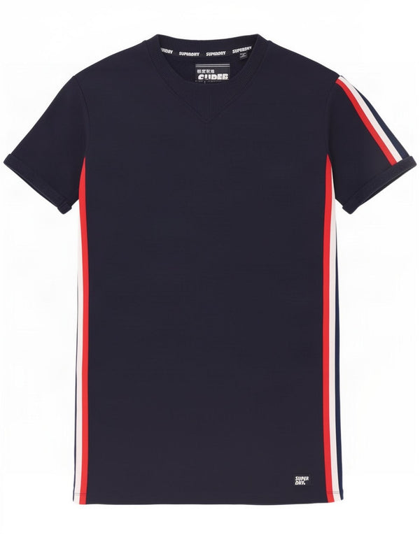 Superdry Dame T-Shirt Kjole UK 10 Small Navy Blue Stribet Sports