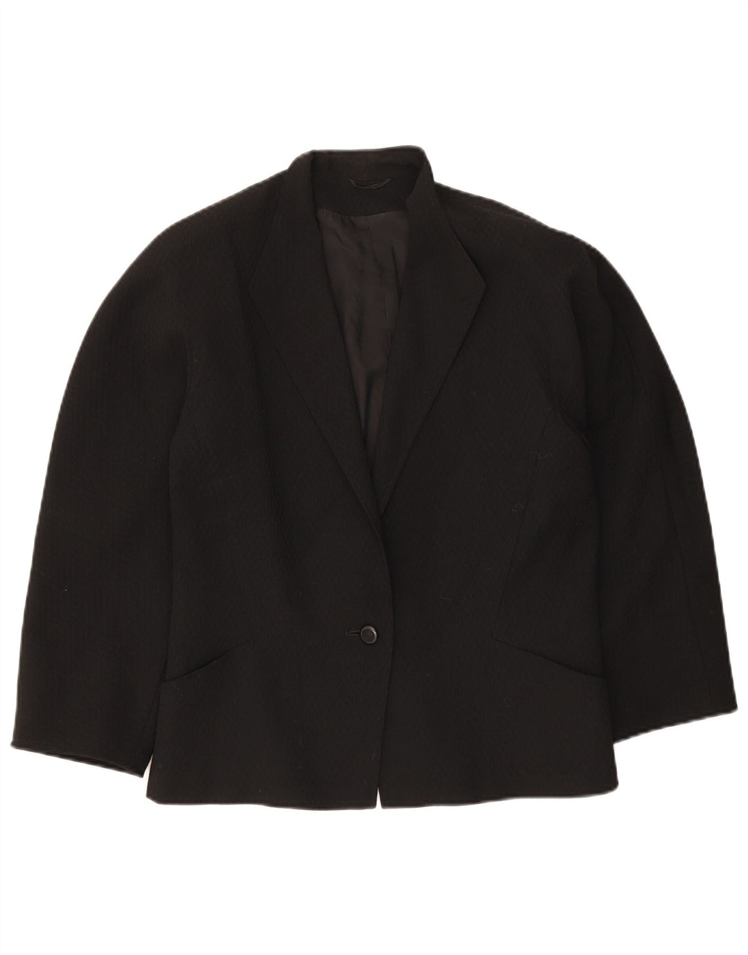 Max Mara Dame 1 Knap Blazer Jacket UK 16 Large Black Virgin Wool