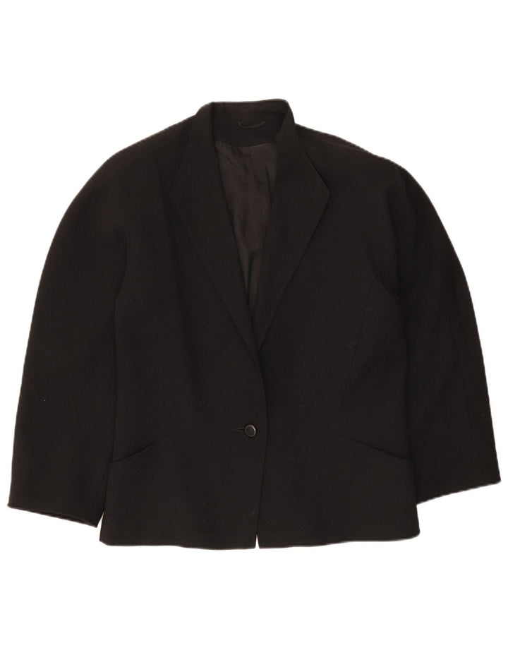Max Mara Dame 1 Knap Blazer Jacket UK 16 Large Black Virgin Wool