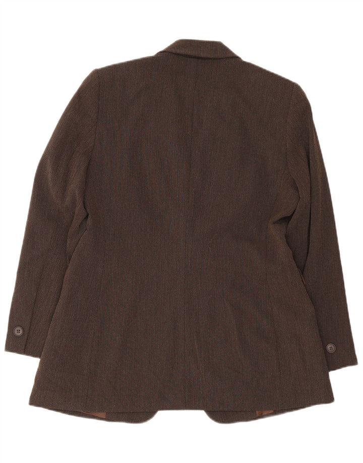 Marks & Spencer Dame 1-knap blazerjakke UK 14 Stor brun viskose