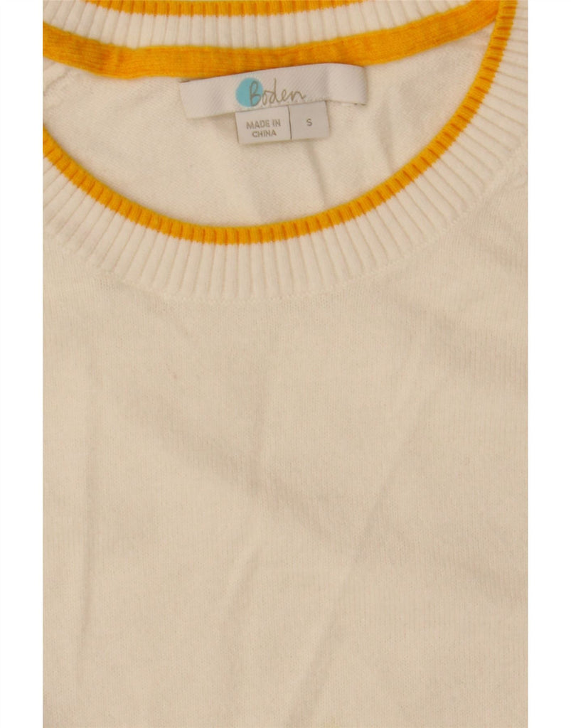 BODEN Womens Graphic Boat Neck Jumper Sweater UK 10 Small White Wool Vintage Boden and Second-Hand Boden from Messina Hembry 