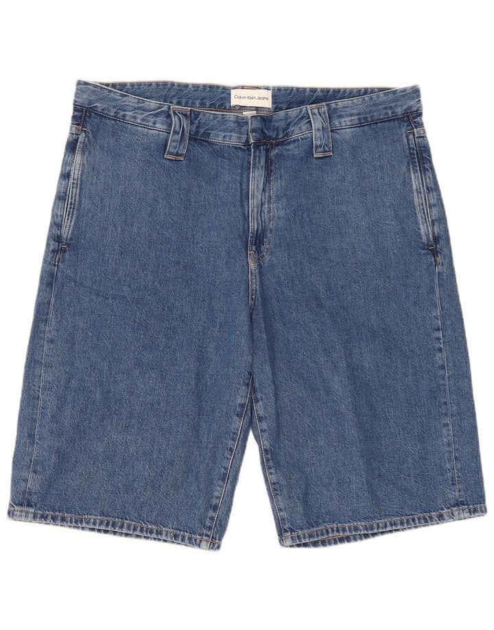 Calvin Klein Herre Denim Shorts W36 Stor Blå Bomuld