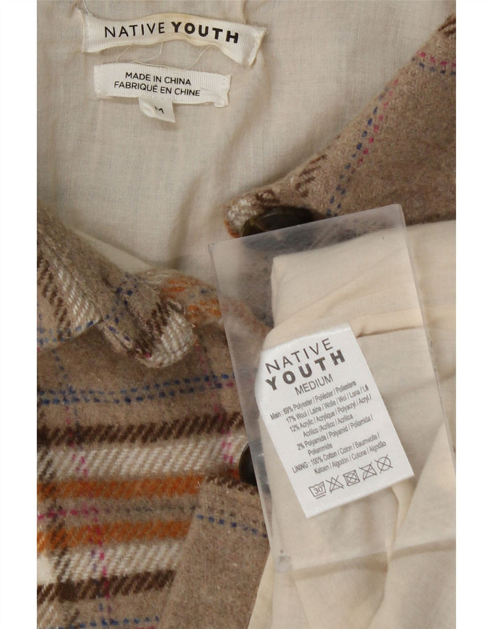 NATIVE YOUTH Dame Oversized flannel skjorte UK 14 Medium Beige Check