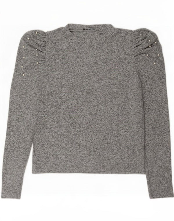 Zara Dame Top Langærmet UK 16 Large Grå Flecked