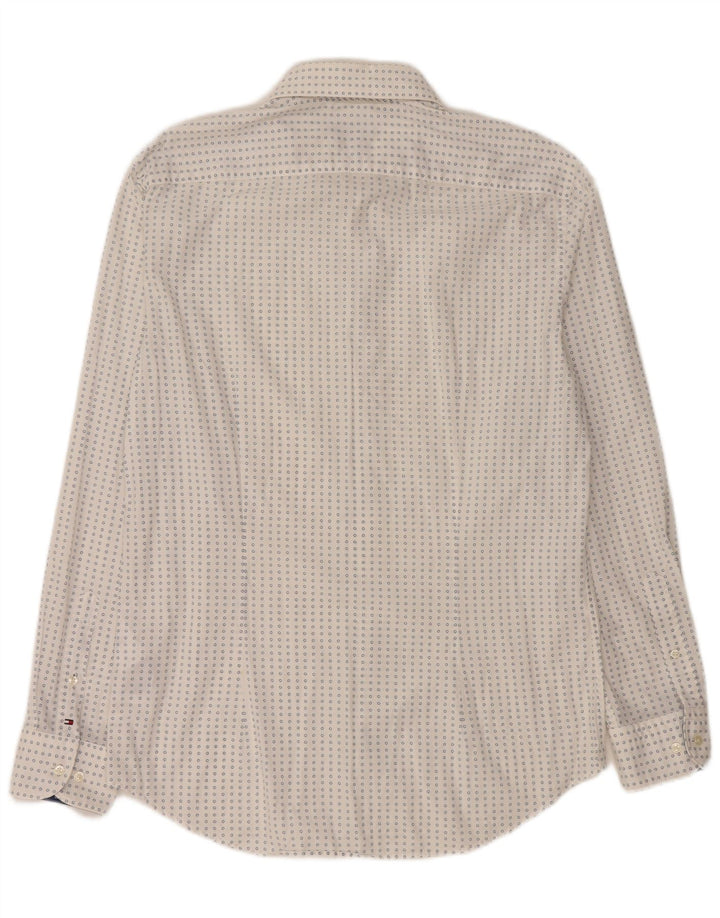 TOMMY HILFIGER Mens Tailored Shirt Size 42 16 1/2 Large White Geometric