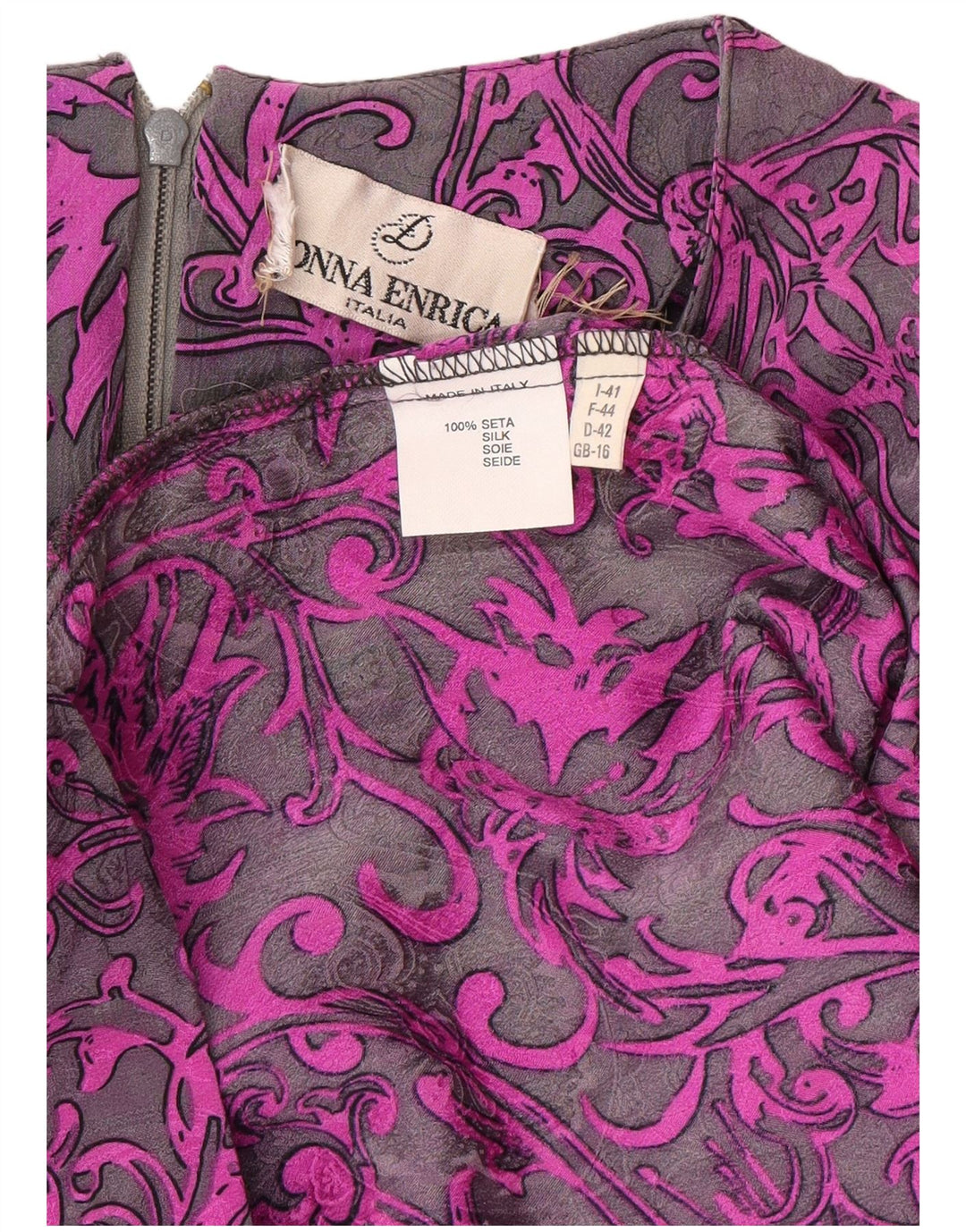 DONNA ENRICA Dame Langærmet Shift Dress UK 16 Large Purple Paisley