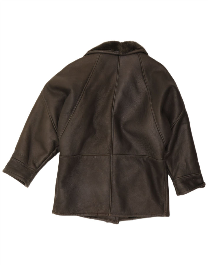 VINTAGE Dame Shearling Jacket UK 16 Large Black