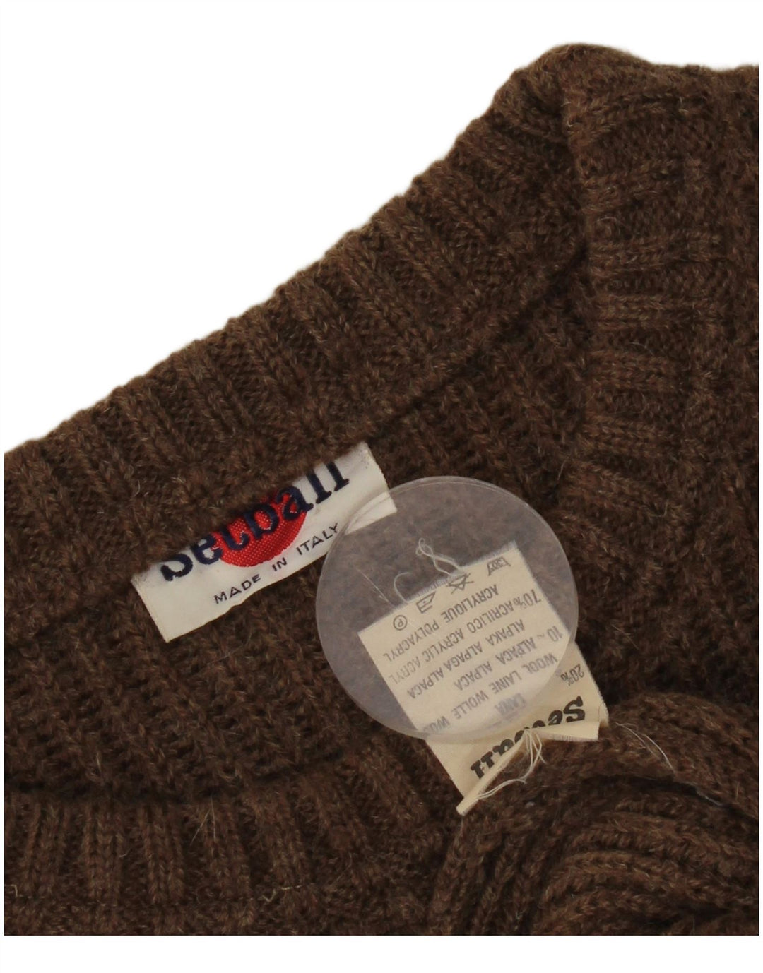 Setball Herre Crew Neck Jumper Sweater IT 50 Medium Brown Colourblock