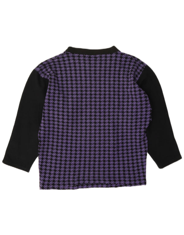 Gymnasium Womens Top Long Sleeve UK 14 Medium Purple Houndstooth