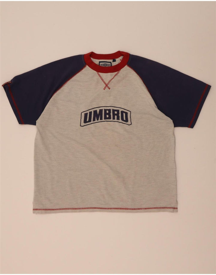 Umbro Herre Grafisk T-Shirt Top Stor Grå Colourblock Polyester
