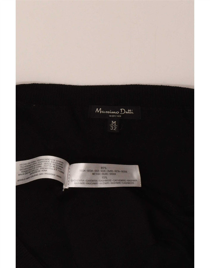 Massimo Dutti Dame V-hals sweater UK 12 Medium Sort Silke