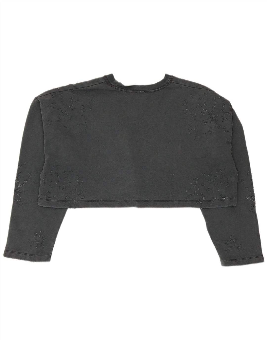Zara Womens Crop Oversized Sweatshirt Jumper UK 10 Small Grey Bomuld