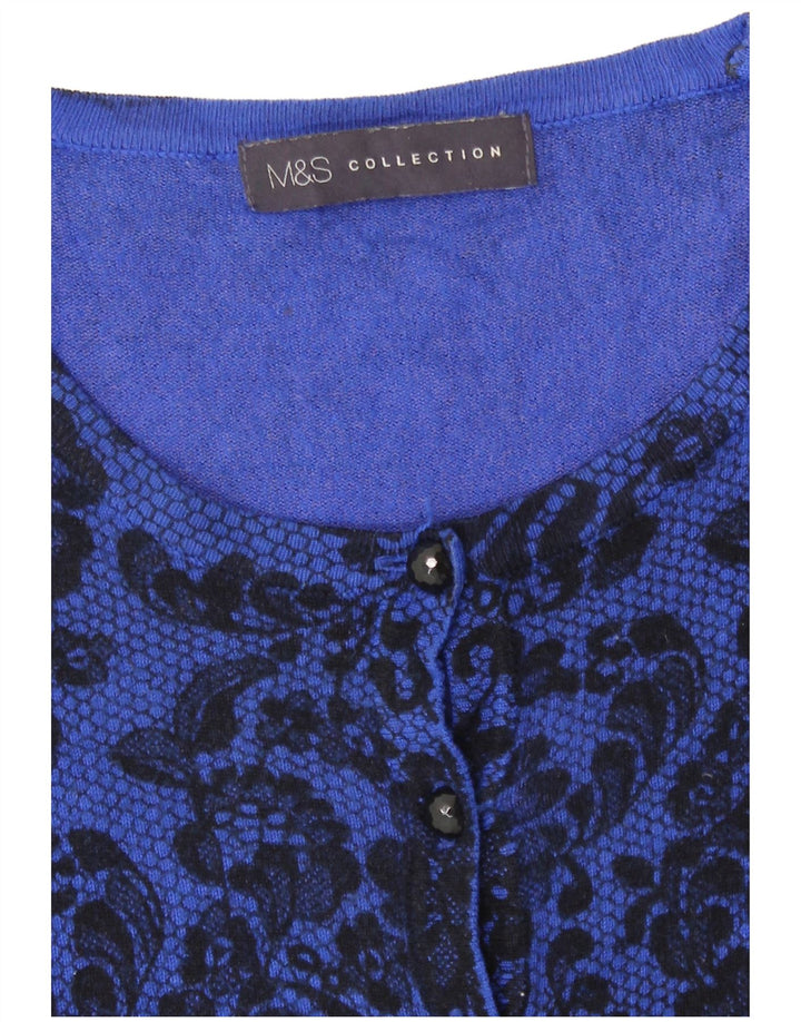 Marks & Spencer Dame Cardigan Sweater UK 12 Medium Blue Floral