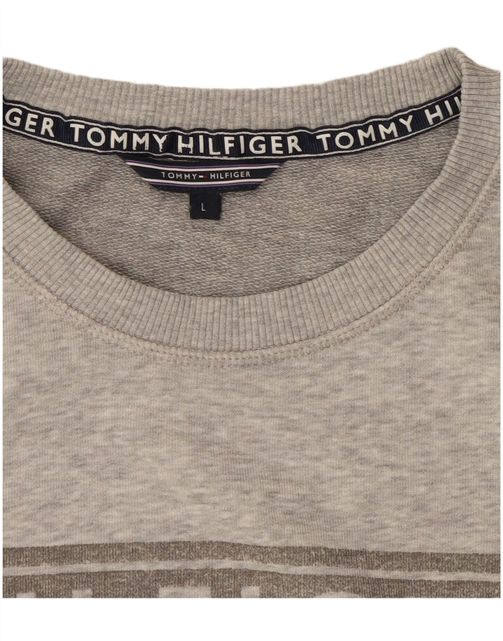 Tommy Hilfiger Dame Grafisk Sweatshirt Jumper UK 16 Stor Grå