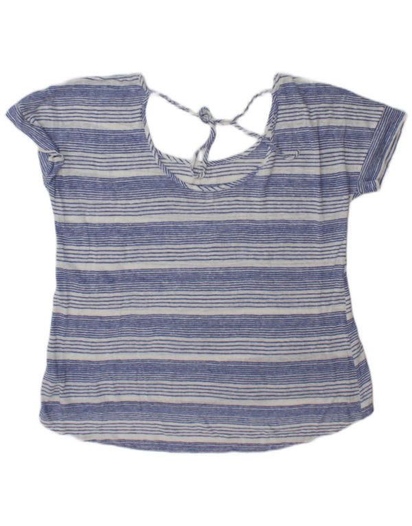 Fat Face Womens Blouse Top UK 16 Large  Blue Striped Linen