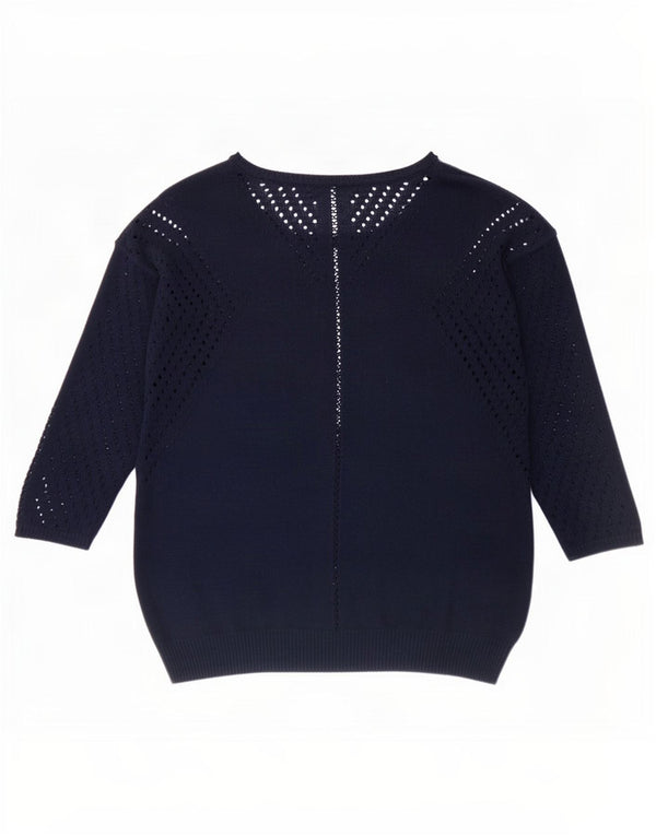 Marks & Spencer Womens See Through Boat Neck Jumper Sweater UK 12 Medium Na