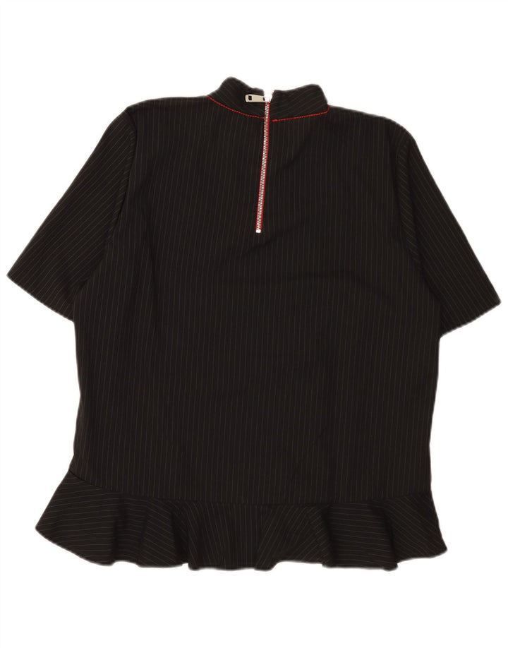 Zara Damebluse Top UK 14 Medium Sort Colourblock Polyester