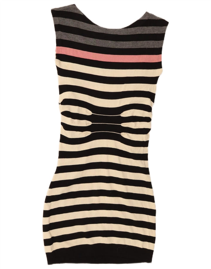Ted Baker Dame Ærmeløs Bodycon Kjole Størrelse 2 Lille Sort Stribet