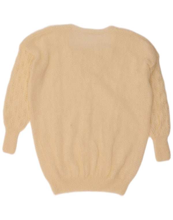 Vintage Dame V-hals sweater UK 16 Large Off White