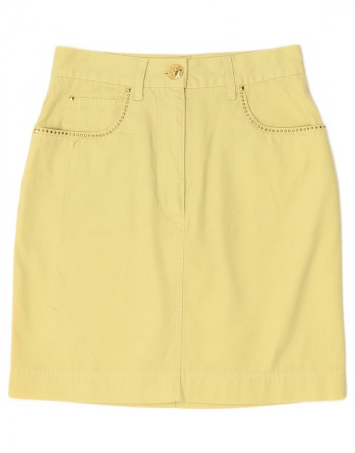 Laurel Dame Mini Nederdel EU 38 Medium W28 Gul Bomuld