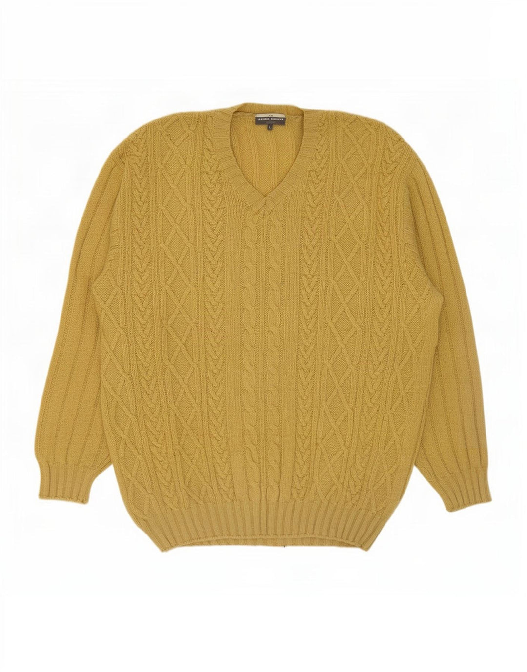 James Dillon Herre V-hals sweater Stor Gul Ny Uld