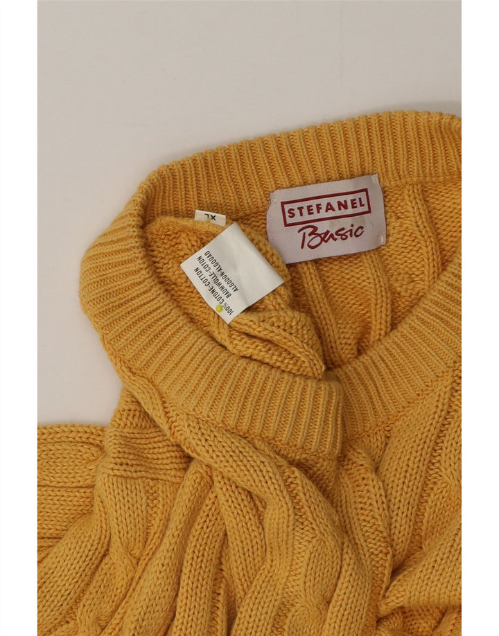 Stefanel Herre sweater med rund hals XL gul bomuld