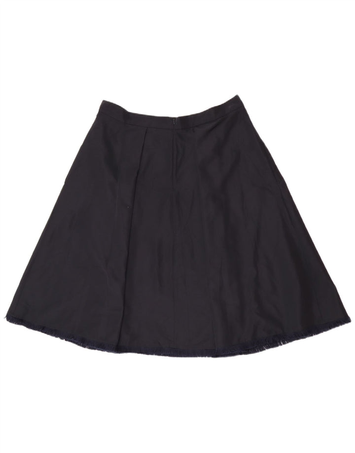 Max Mara kvinders højtaljede A-linje nederdel UK 18 XL W32 marineblå polyester