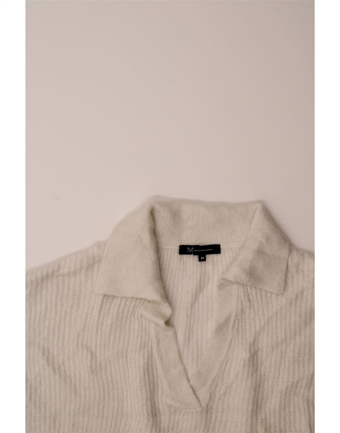 CREW CLOTHING Womens Polo Neck Jumper Sweater UK 14 Medium White Vintage Crew Clothing and Second-Hand Crew Clothing from Messina Hembry 