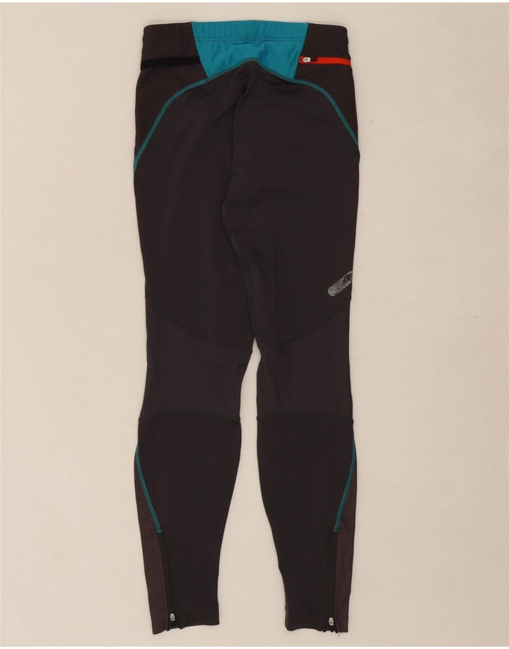 ASICS Womens Graphic Leggings UK 10 Small  Grey Colourblock Vintage Asics and Second-Hand Asics from Messina Hembry 