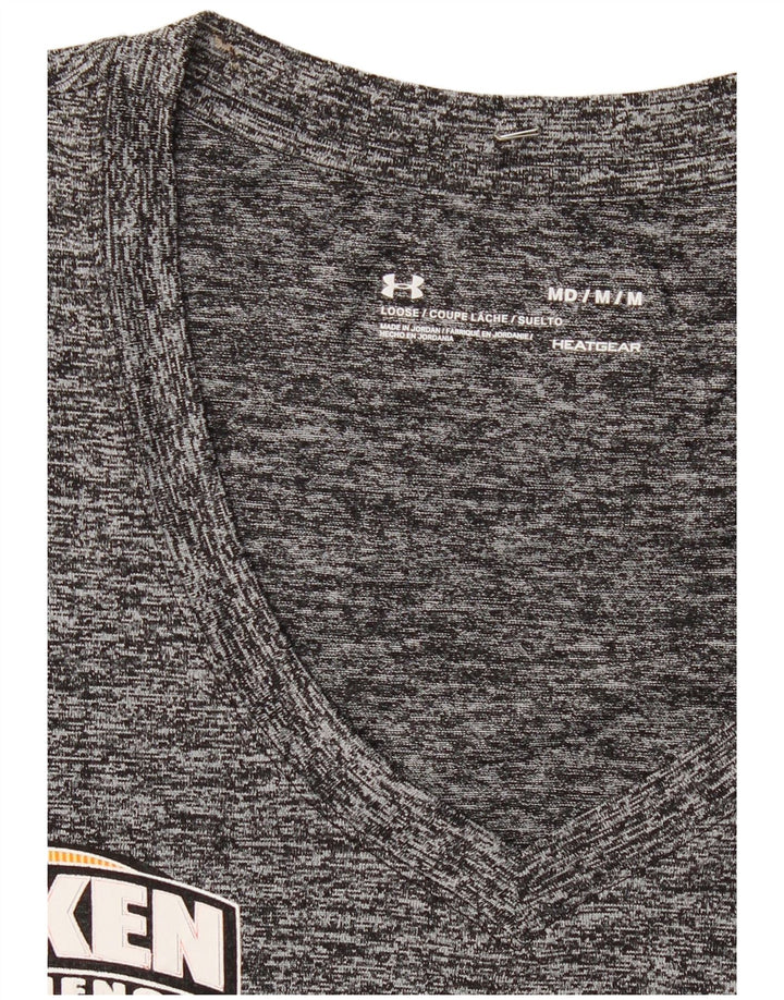 UNDER ARMOUR Dame Heat Gear Grafisk T-Shirt Top UK 14 Medium Grå