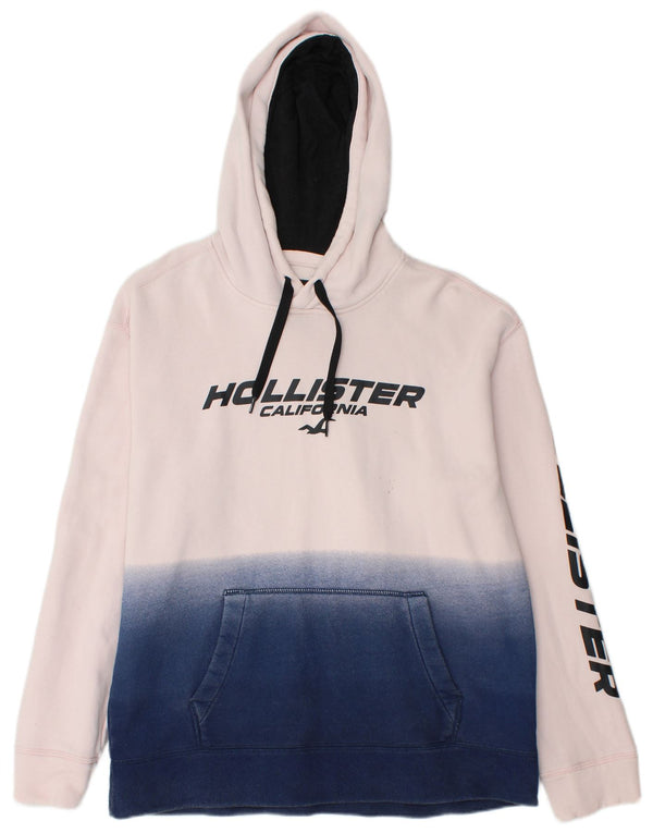 HOLLISTER Grafisk hættetrøje til mænd Large White Colourblock Bomuld