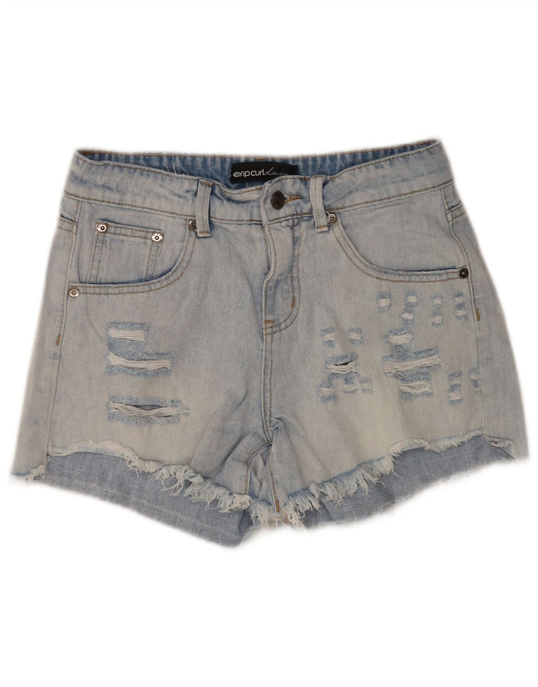 Rip Curl Womens Distressed Denim Shorts W24 XS Blå Bomuld