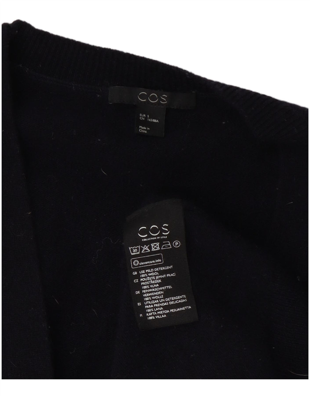Cos Dame Oversized Cardigan Sweater UK 10 Small Navy Blue Wool