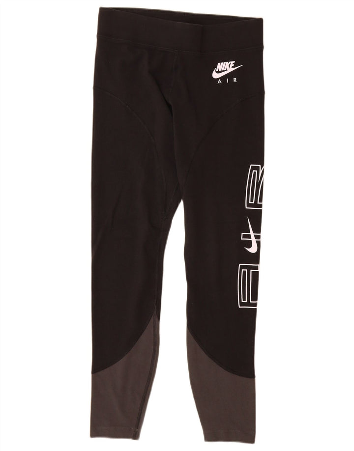 Nike Dame Grafiske Leggings UK 12 Medium Sort Colourblock Bomuld