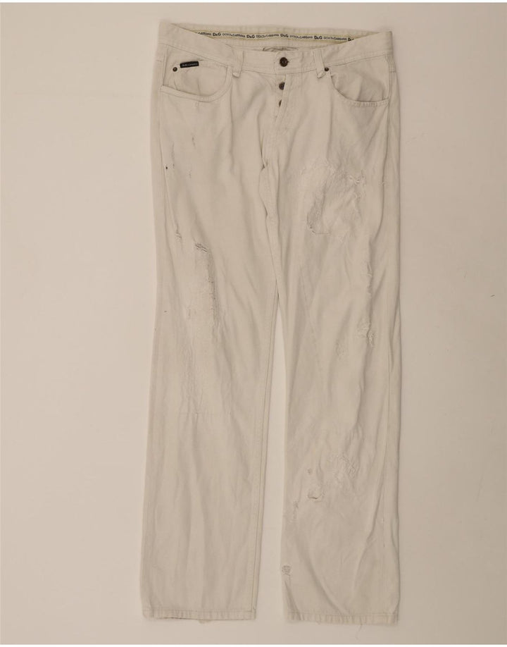 Dolce & Gabbana Men Distressed Straight Jeans W38 L35 Off White