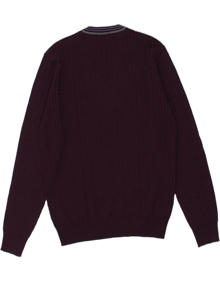 MALAGRIDA Womens V-Neck Jumper Sweater UK 20 2XL Maroon Wool | Vintage Malagrida | Thrift | Second-Hand Malagrida | Used Clothing | Messina Hembry 